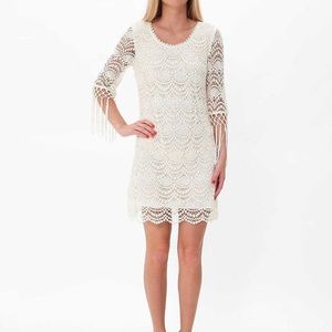 Miss Me ivory lace tassel long sleeve dress M